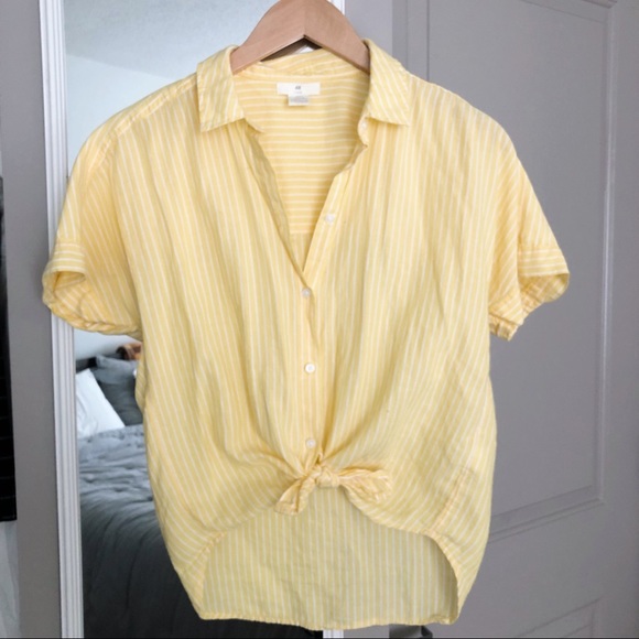 H&M Tops - Yellow h&m button down tie front